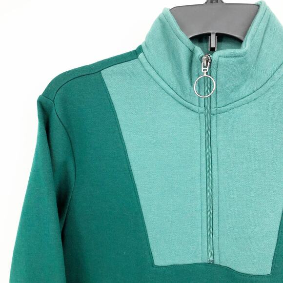 IDEOLOGY Women's Sweatshirt XS Green Crushed Mint Colorblocked Quarter-zip NWT - Picture 4 of 10